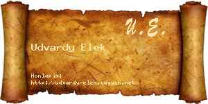 Udvardy Elek névjegykártya